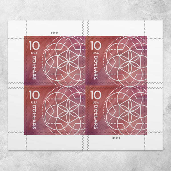 2023 US 10 Dollar Floral Geometry Stamps - Kestreli
