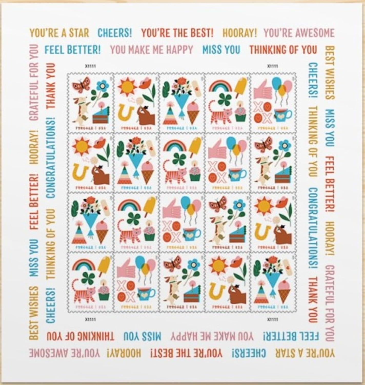 2023 Thinking of You Postage Forever Stamp US First Class Letter Card - Kestreli