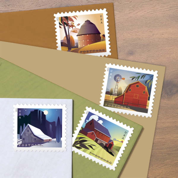 (2021) USPS Barns Postcard Forever Postage Stamps - Kestreli