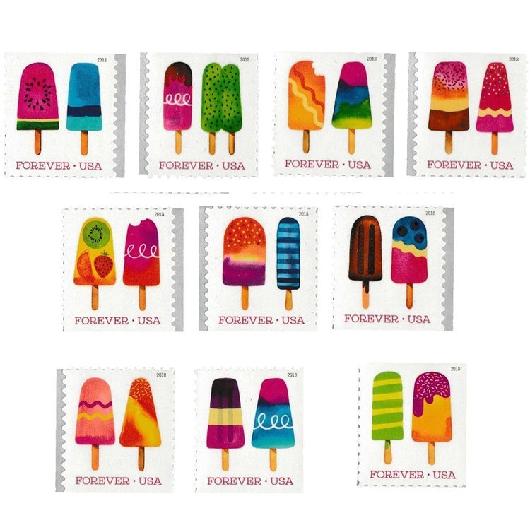 (2018) USPS Ice Cream Self Forever Stamps - Kestreli