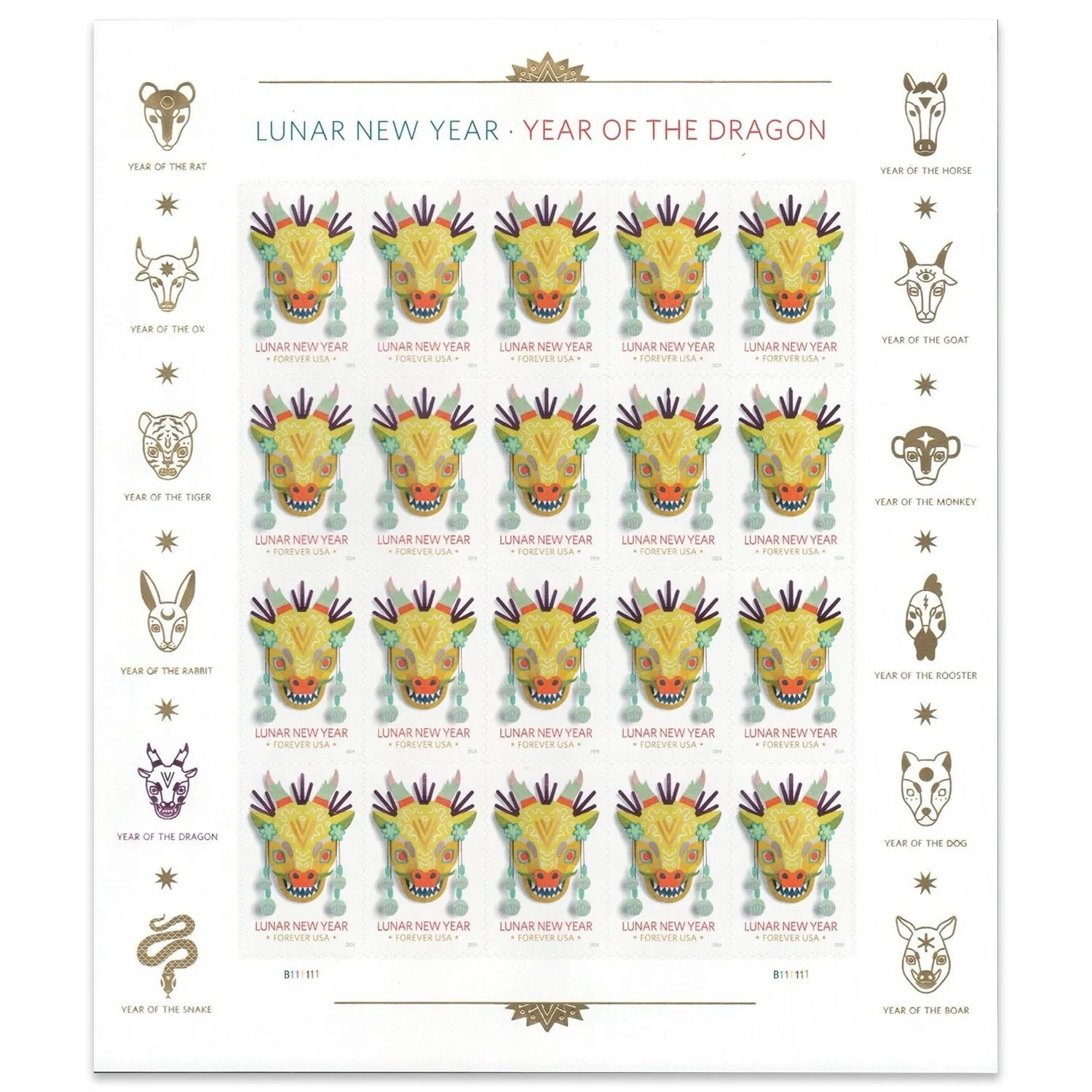 2024 Lunar New Year Stamps - the Year of the Dragon - Kestreli