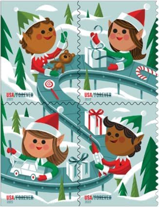 2022 USPS Holiday Elves Forever Postage Stamps - Kestreli