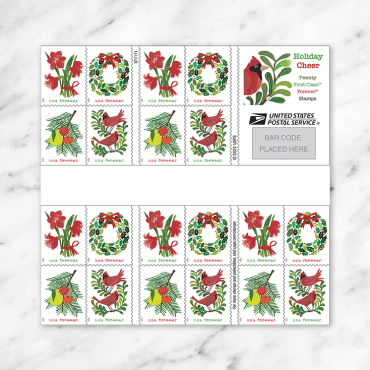 2025 Holiday Cheer Stamps, Book of 20Forever 78¢| - Kestreli