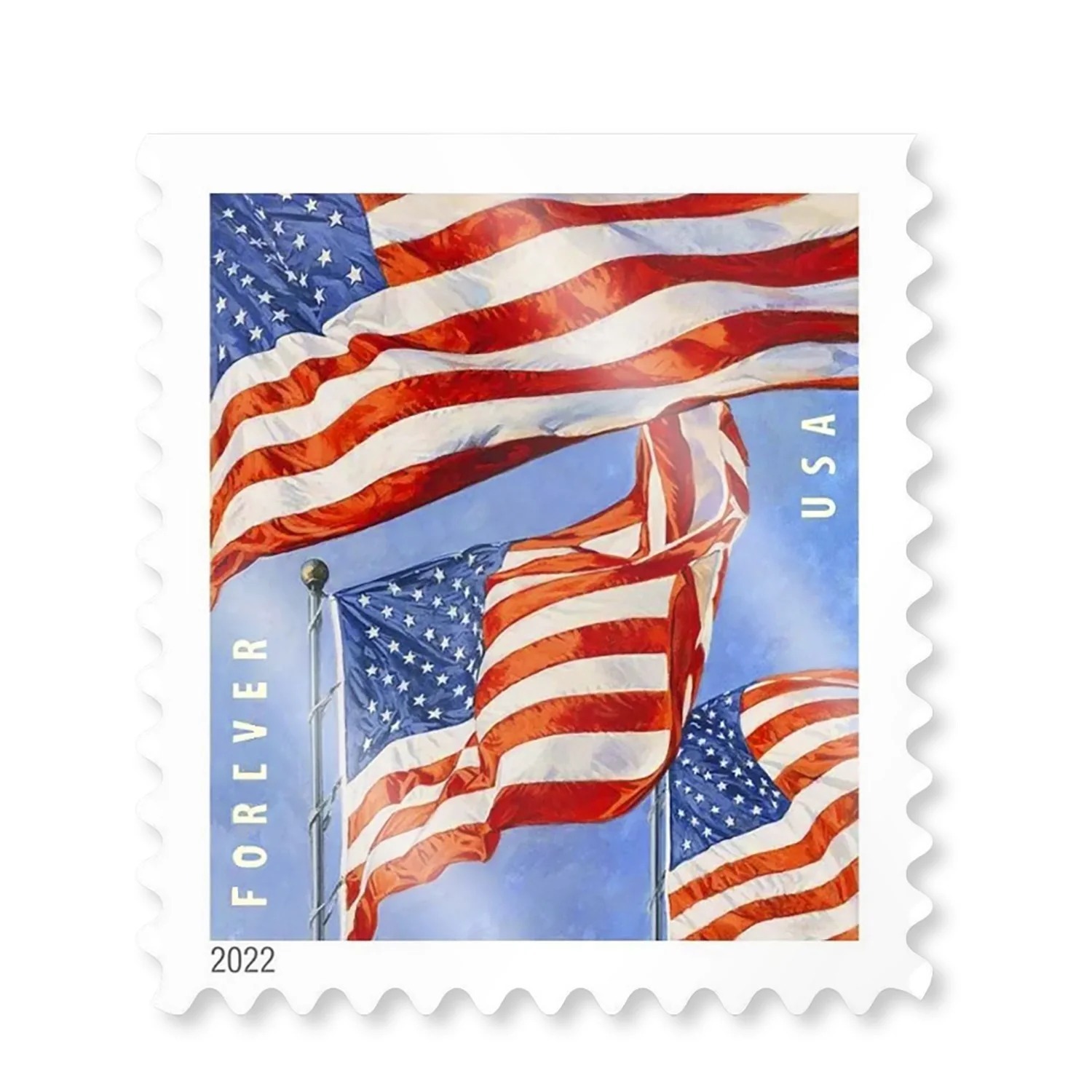 (2022) USPS American Flag Forever Stamps - Kestreli