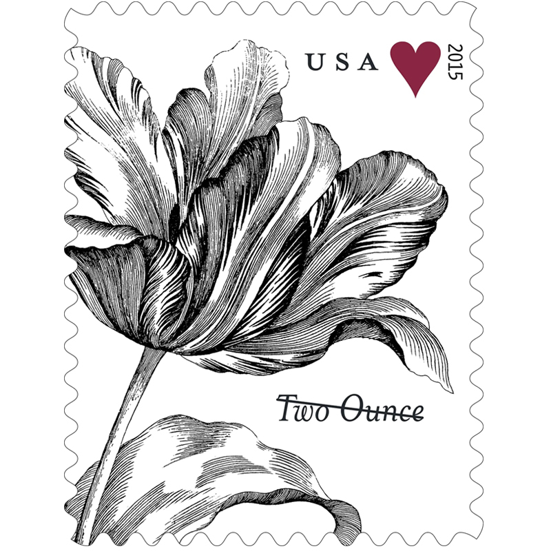 2015 Vintage Tulip Pane Postage Wedding Stamps - Kestreli