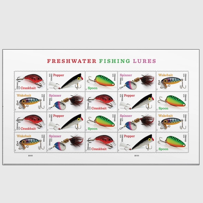 2025 Freshwater Fishing Lures Forever Stamps, Sheetof 20 - Kestreli