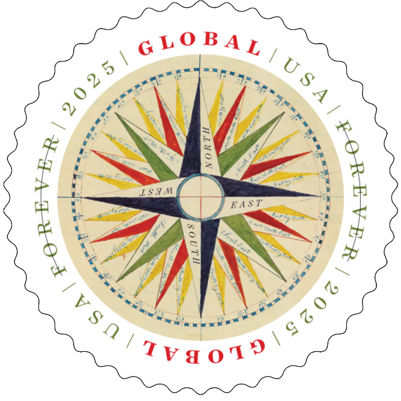 2025 Global:1794 Compass Rose Stamps Sheet of 10 - Kestreli