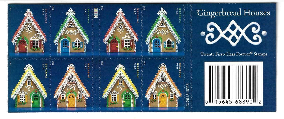 2013 US Holiday Gingerbread Houses Forever Postage Stamps - Kestreli