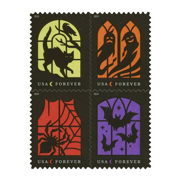 (2019) USPS Spooky Silhouettes Framed Forever Stamps - Kestreli