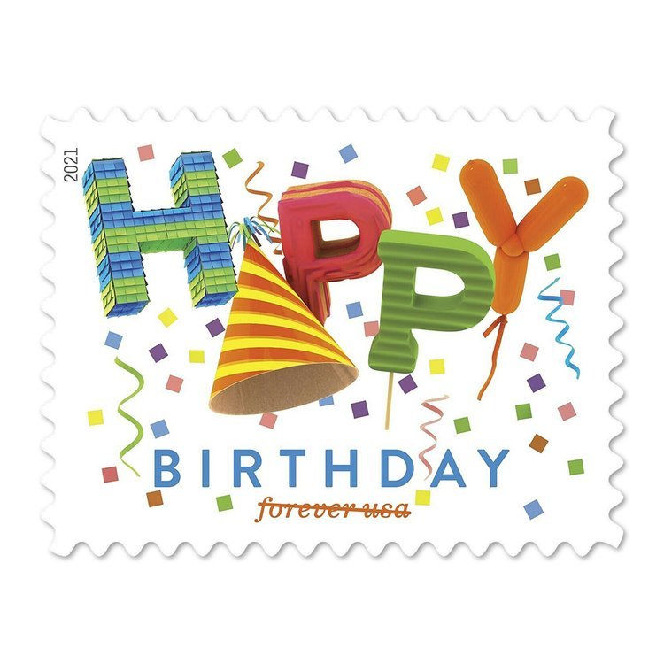 (2021) USPS Happy Birthday Forever Stamps - Kestreli