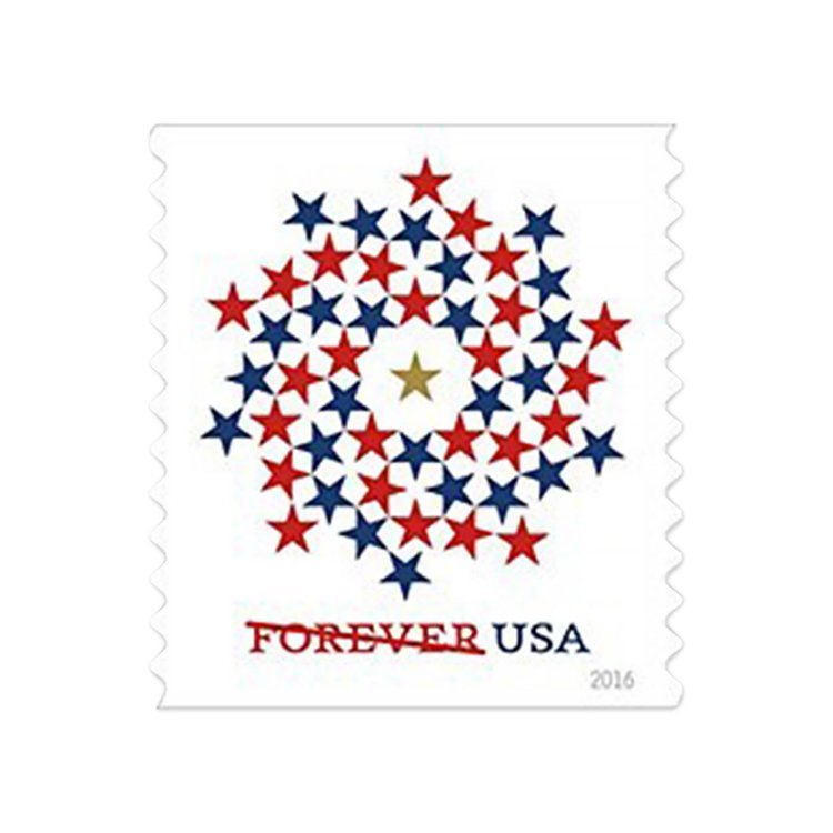 (2016) USPS Stars Red & Blue Forever Stamps - Kestreli