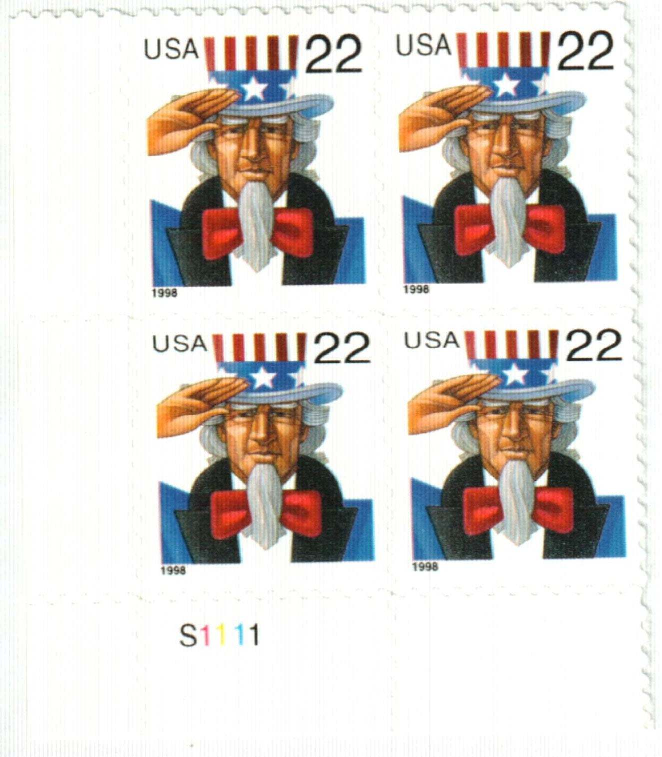 1998 US Uncle Sam Postage Stamps - Kestreli