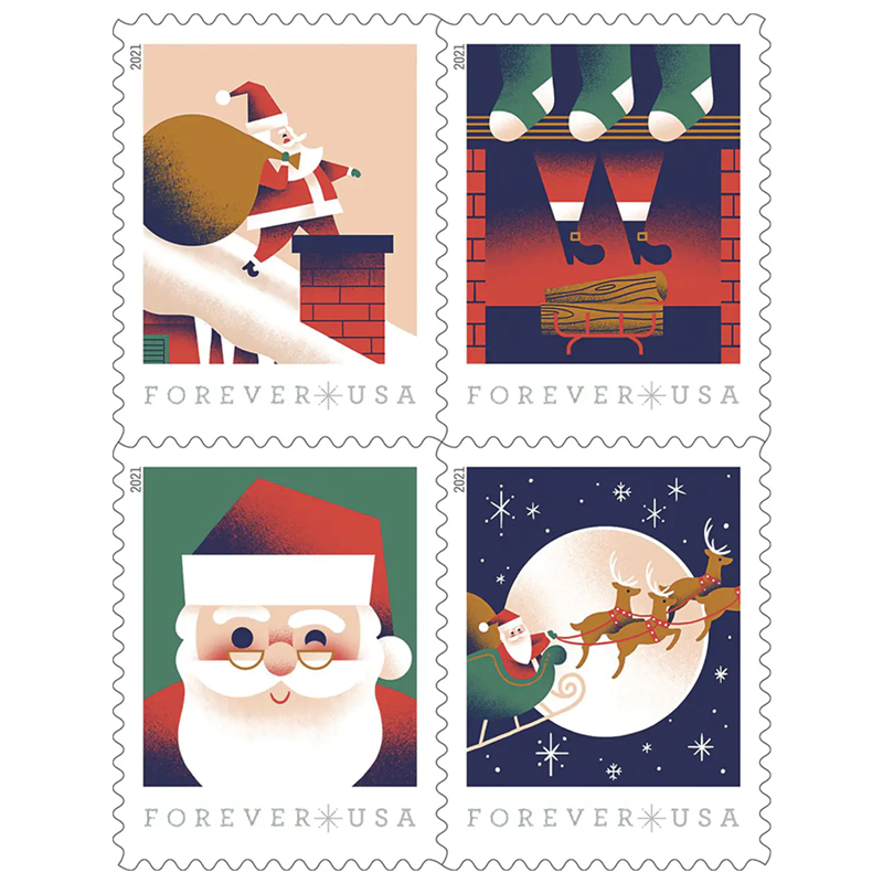 2021 USPS A Visit from St Nick Forever First Class Postage Stamps - Kestreli