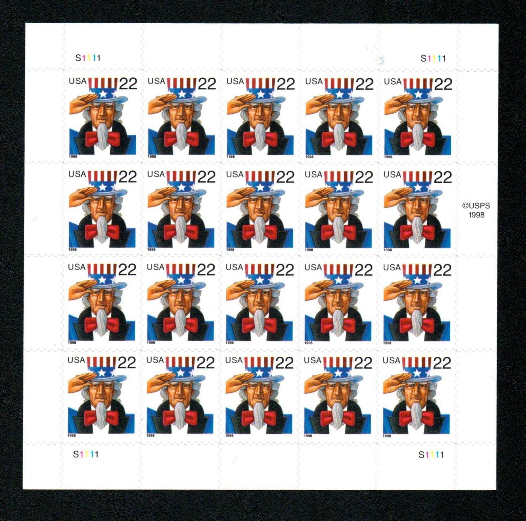 1998 US Uncle Sam Postage Stamps - Kestreli