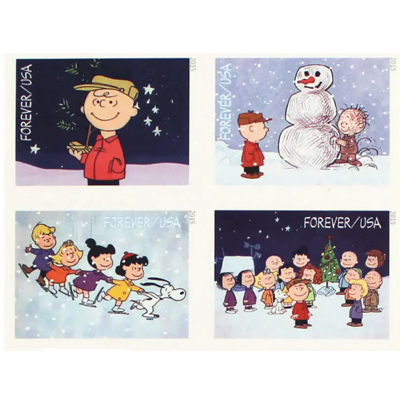 2015 USPS Charlie Brown Xmas Pane of 20 Forever Postage Stamps - Kestreli