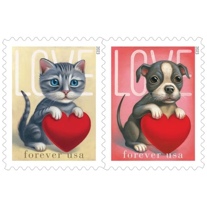 (2023) USPS Cat and Dog Love Forever Stamps - Kestreli