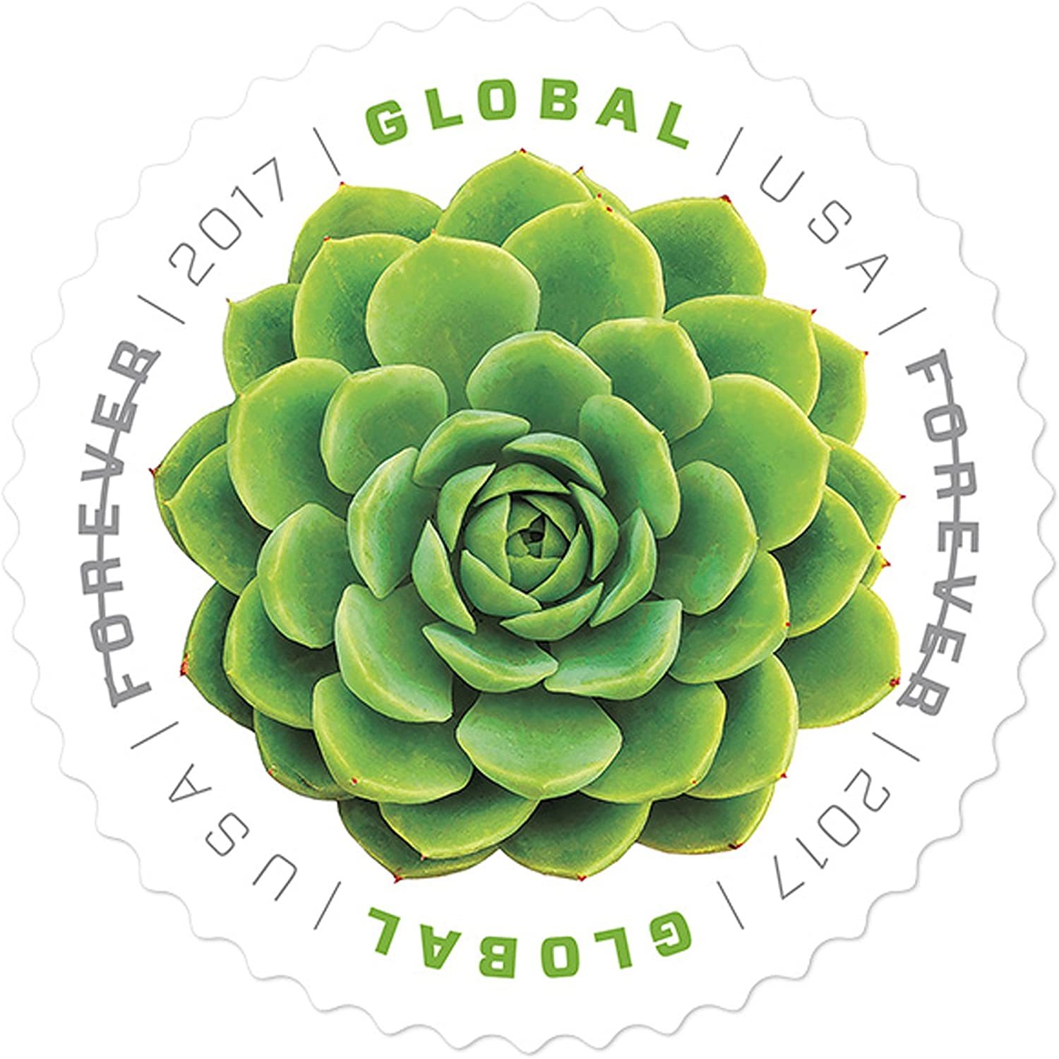 (2017) USPS Global Green Succulent International Forever Stamps - Kestreli