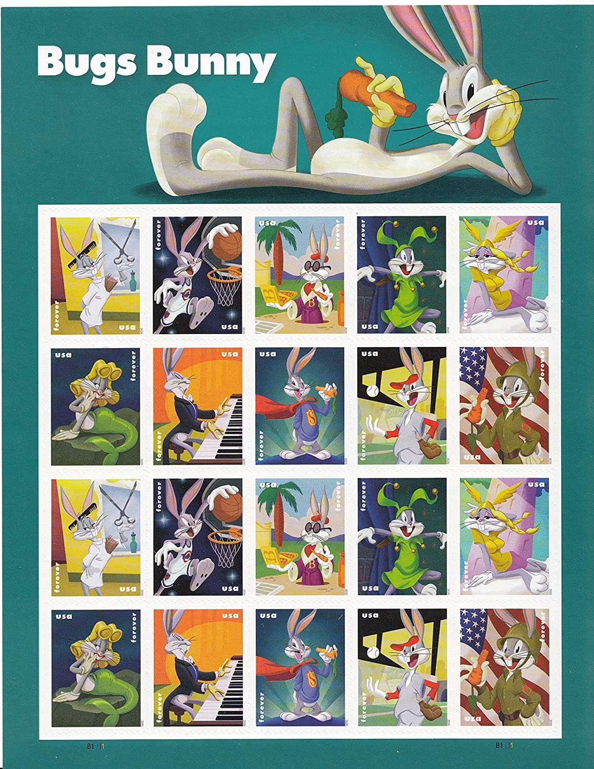 (2020) USPS Bugs Bunny Forever Postage Stamps - Kestreli