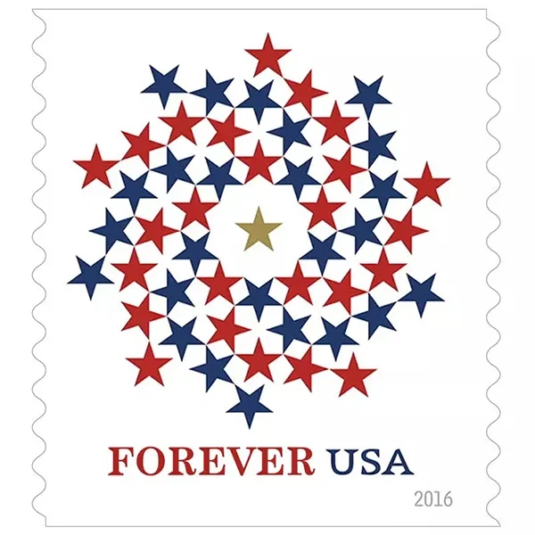 (2016) USPS Stars Red & Blue Forever Stamps - Kestreli