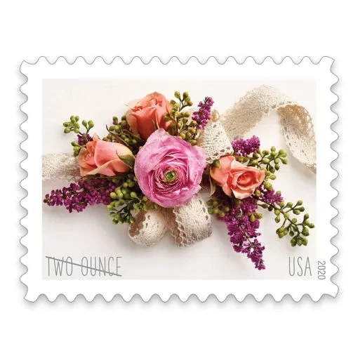 (2020) USPS Garden Corsage Wedding Postage Stamps - Kestreli