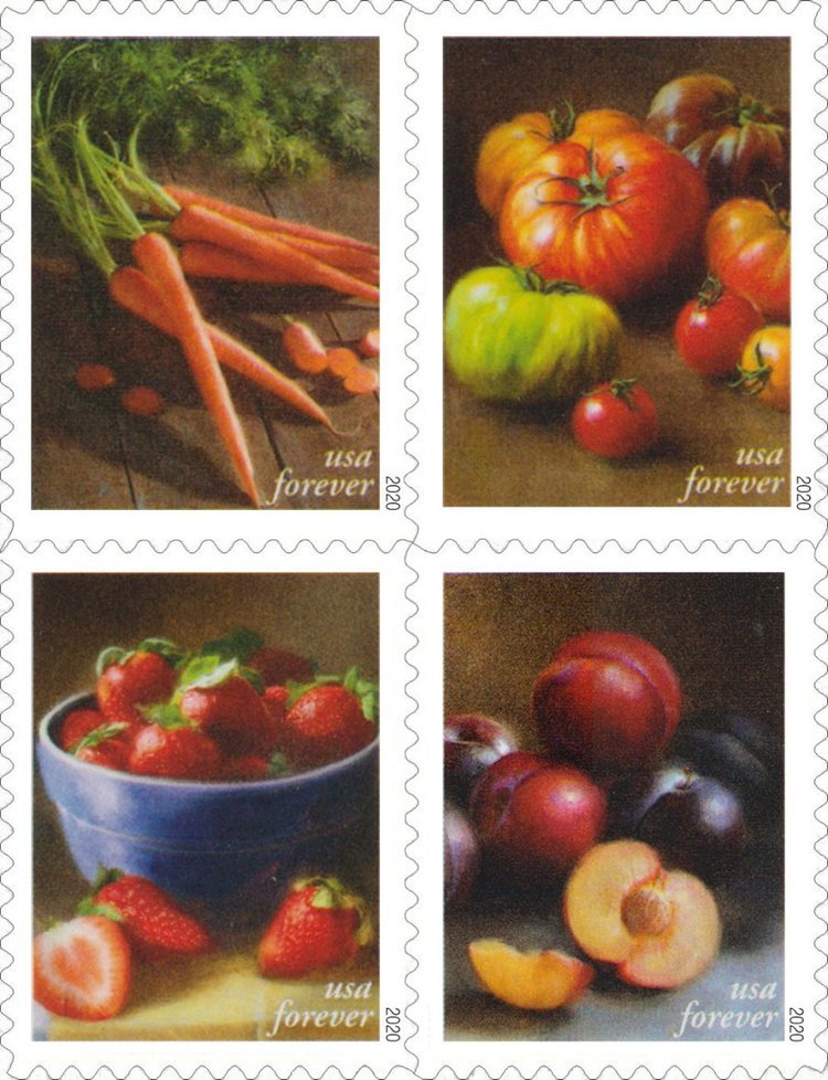 (2020) USPS Fruits & Vegetables Forever Stamps - Kestreli