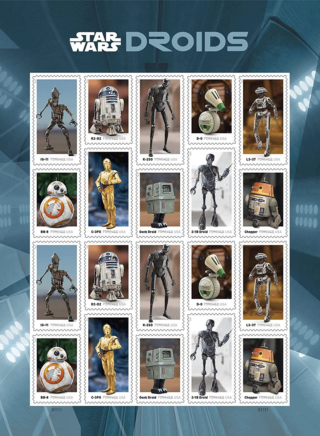2021 USPS Star Wars Droids Forever Postage Stamps - Kestreli