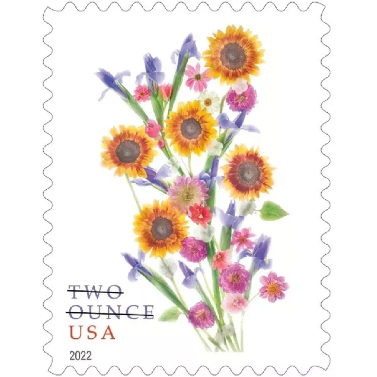 2022 US Two Ounce Sunflower Bouquet Forever Stamps - Kestreli