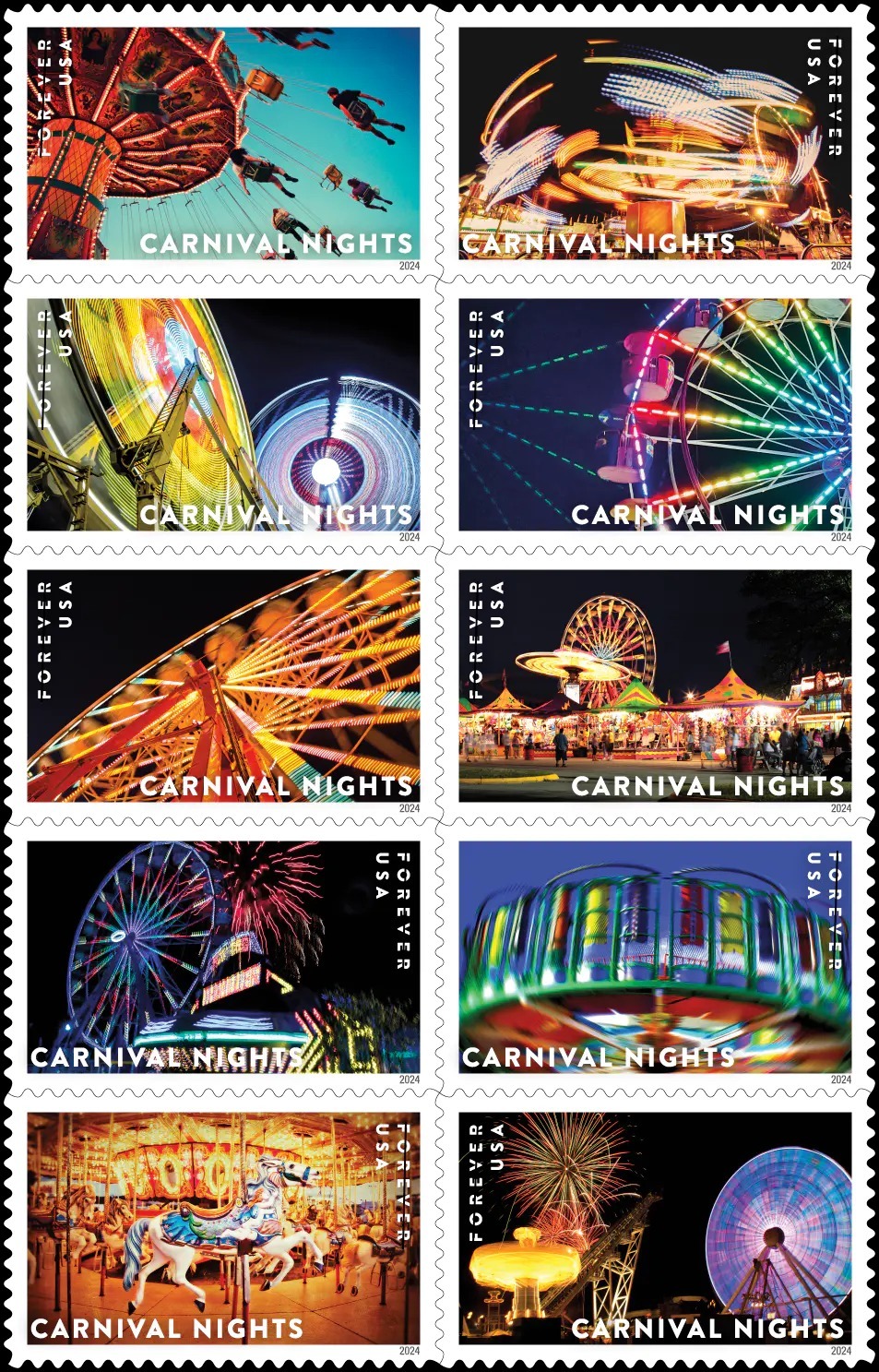 2024 us forever stamps-Carnival Nights - Kestreli