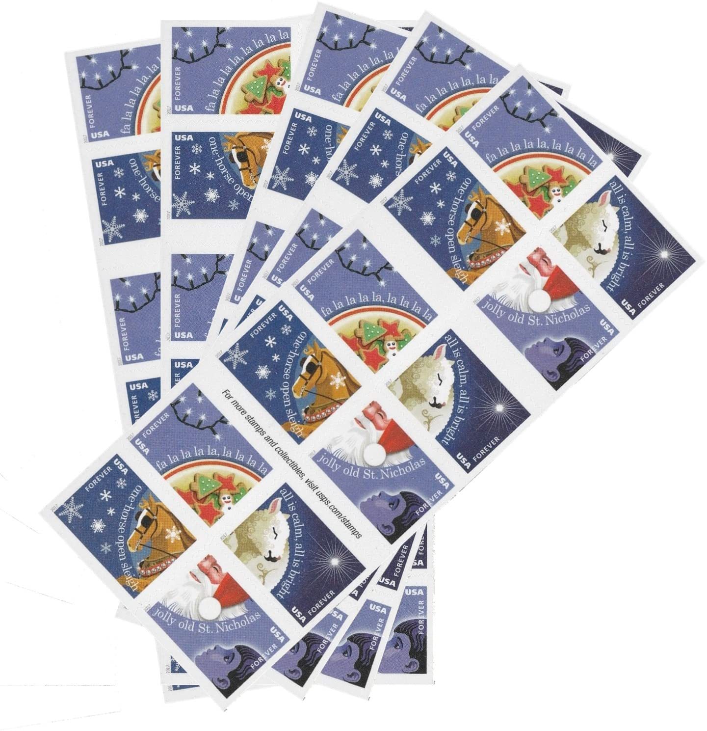 (2017) USPS Christmas Carols Forever Postage Stamps - Kestreli