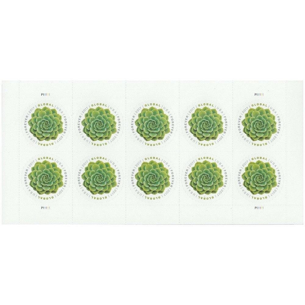 (2017) USPS Global Green Succulent International Forever Stamps - Kestreli