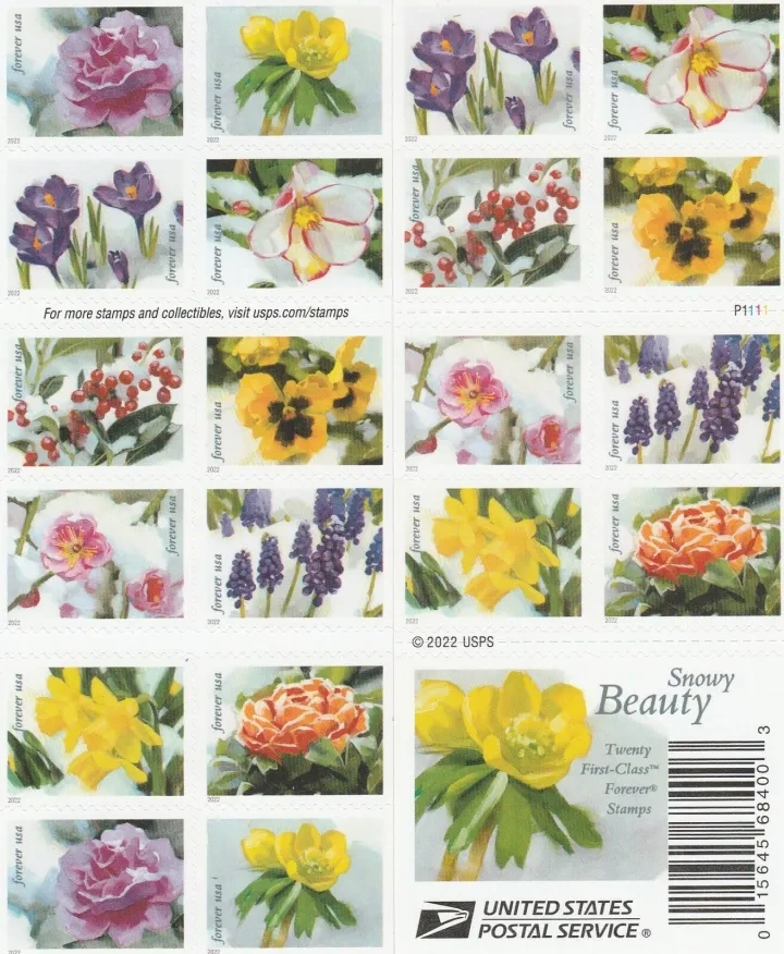 2022 USPS Snowy Garden Beauty Forever Postage Stamps - Kestreli