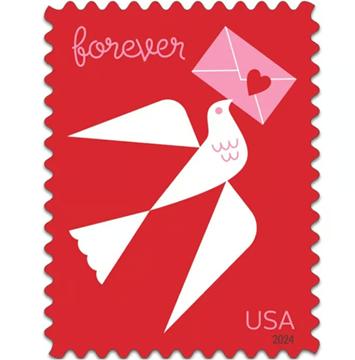 2024 Carrier pigeon love forever stamps - Kestreli