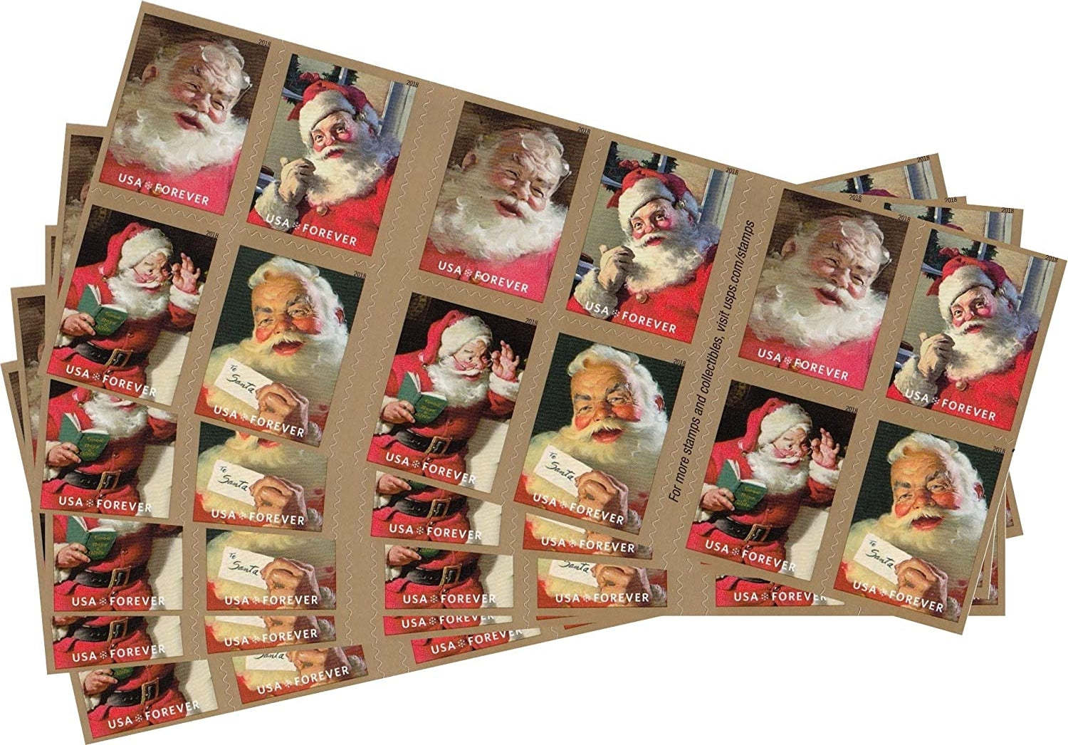 (2018) USPS Sparkling Holidays Christmas Santa Forever Stamps - Kestreli