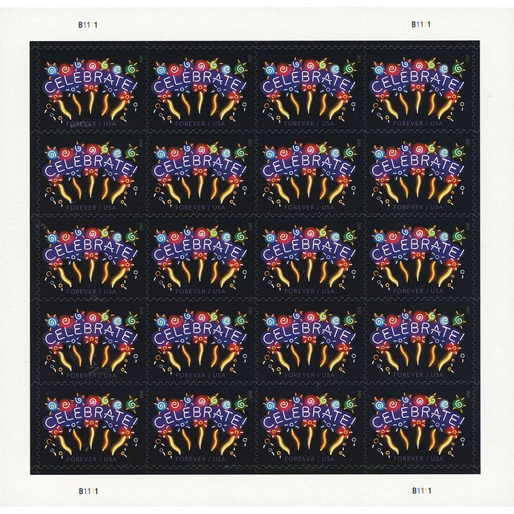 (2011) USPS Neon Celebrate! Forever Stamps - Kestreli