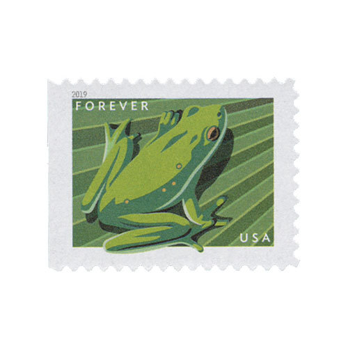 (2019) USPS Frogs Forever First Class Postage Stamps - Kestreli