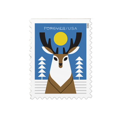 2023 Winter Woodland Animals Forever Postage Stamps (a Deer. Fox. Rabbit. and Owl - Kestreli