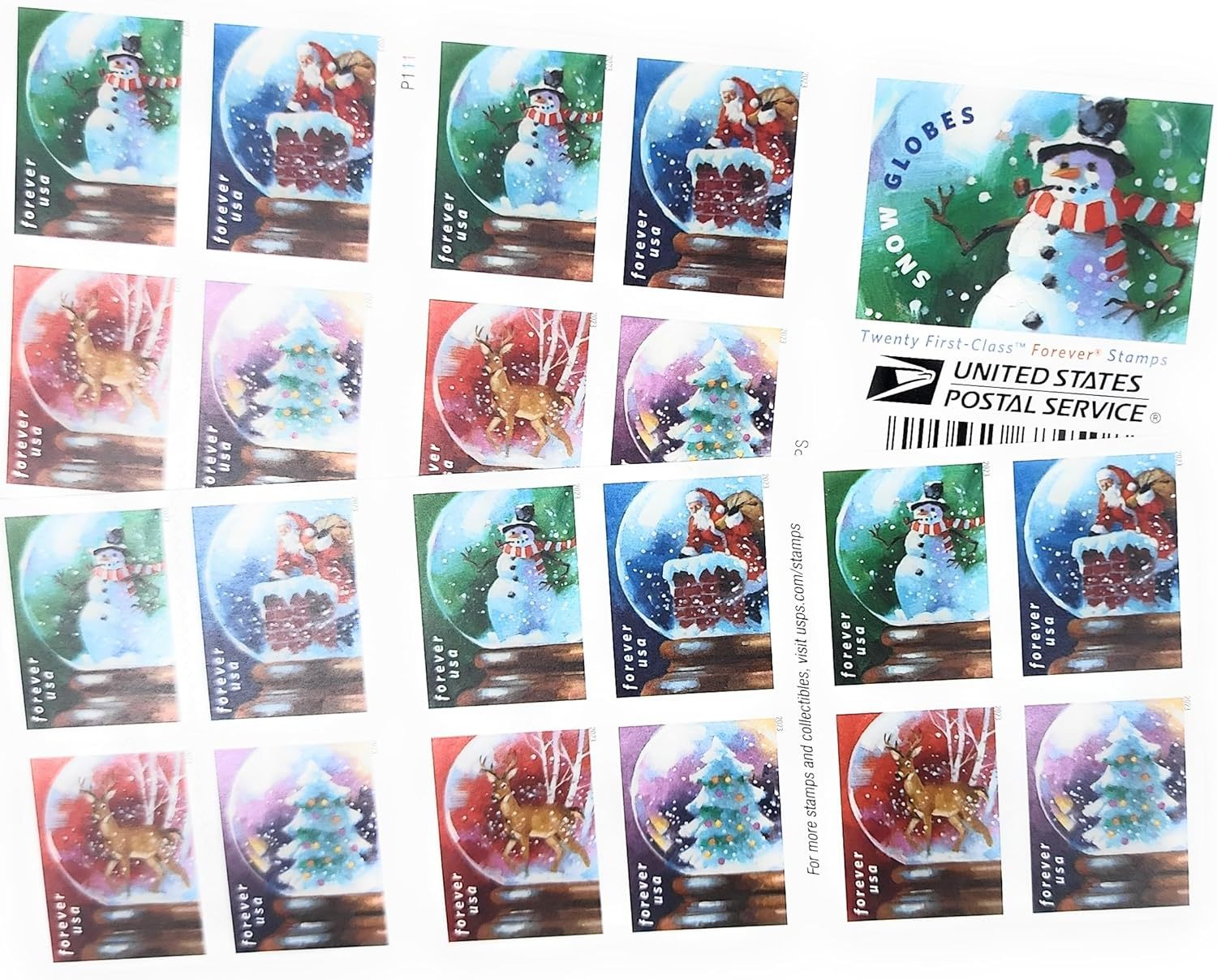 2023 US Snow Globes Booklet Stamps - Kestreli
