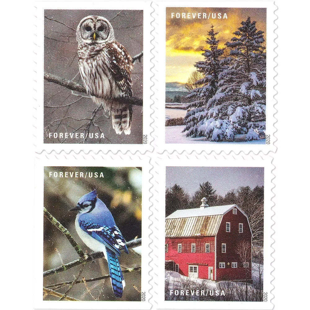 (2020) USPS Winter Scenes First Class Forever Postage Stamps - Kestreli