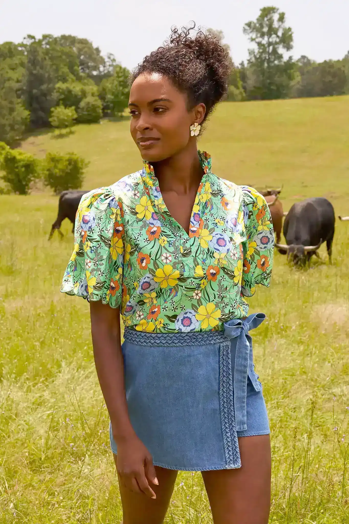 Vera Top- Green Multi - Kestreli