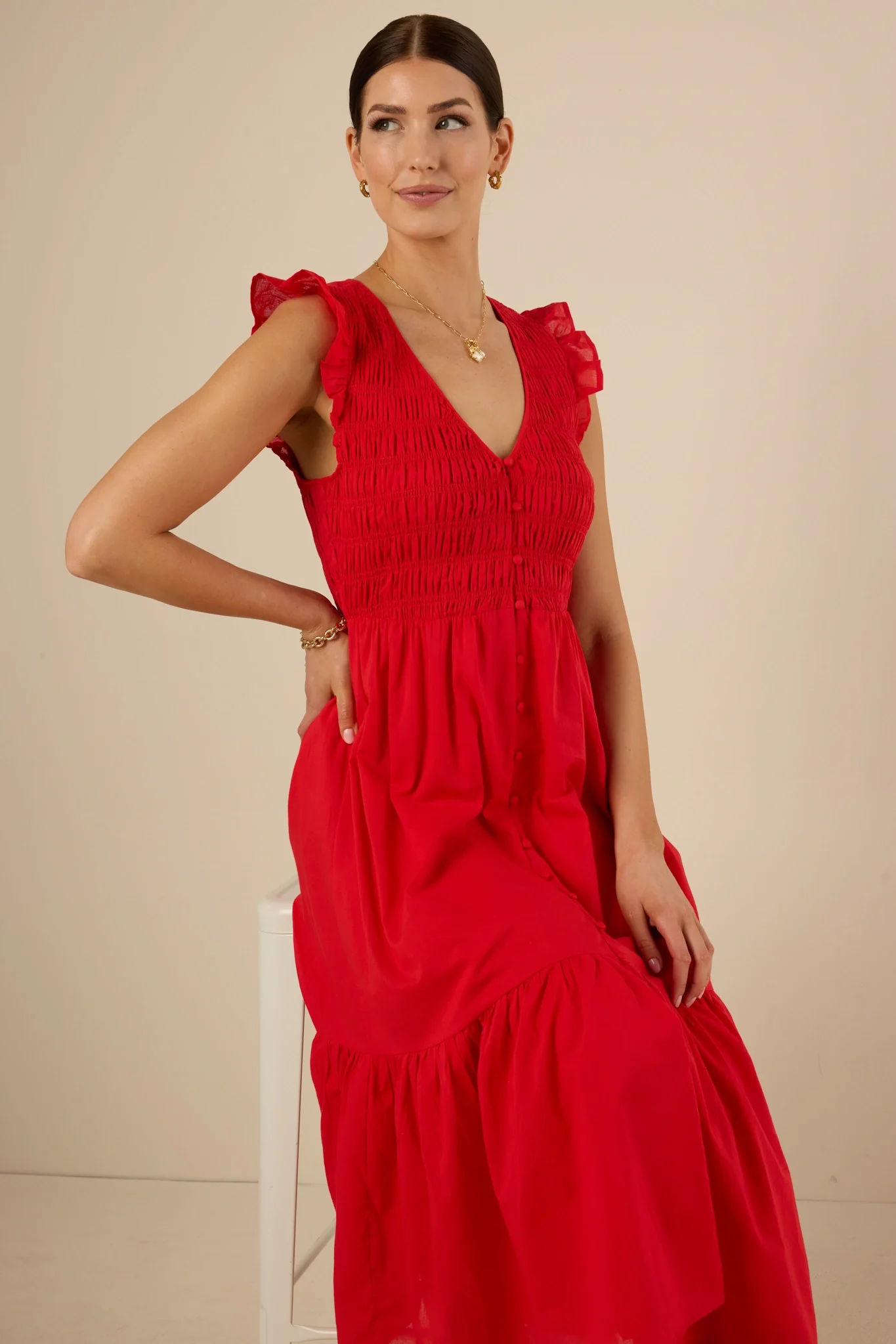 Allyn Dress- Red - Kestreli