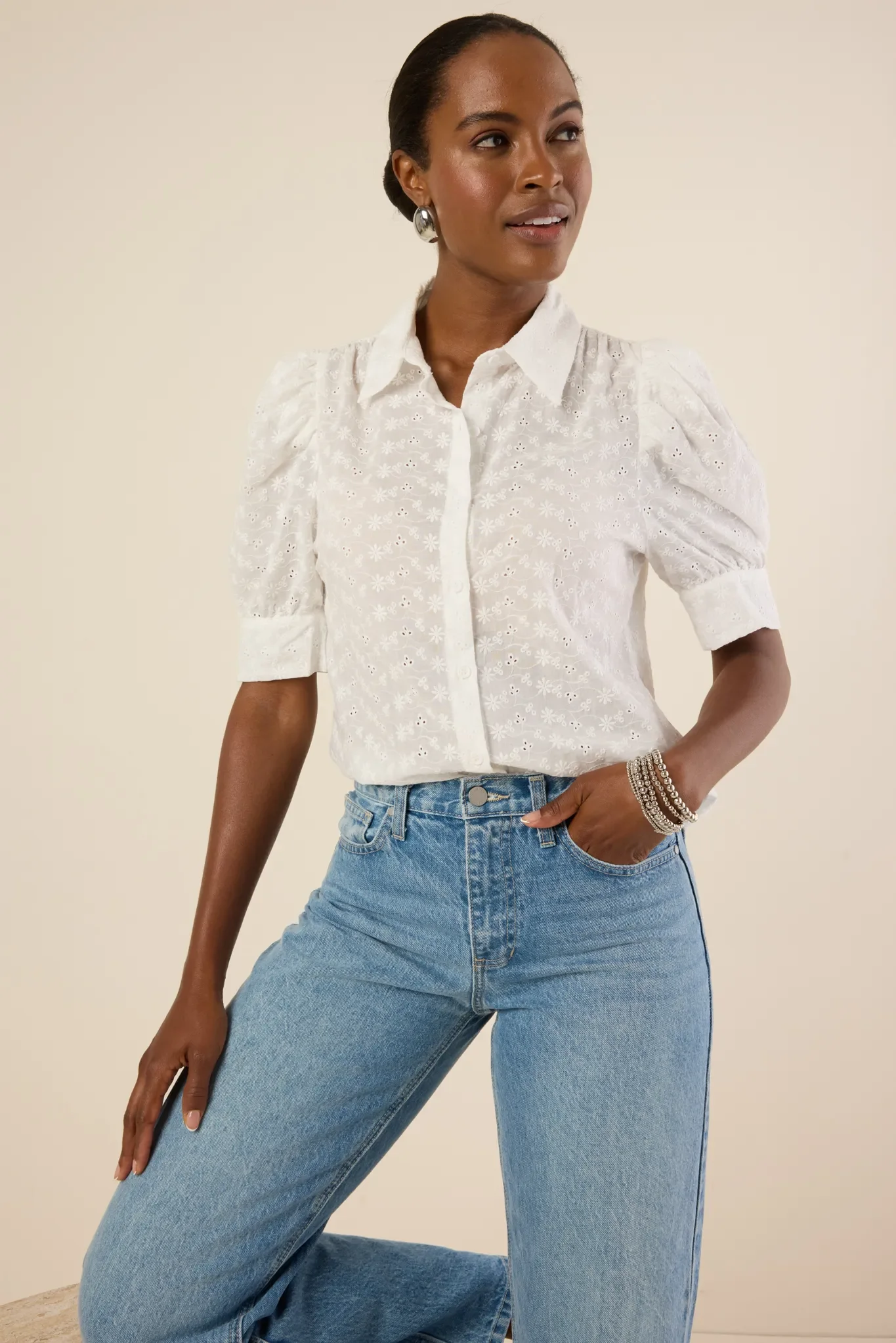 Dawson Top- White Eyelet - Kestreli