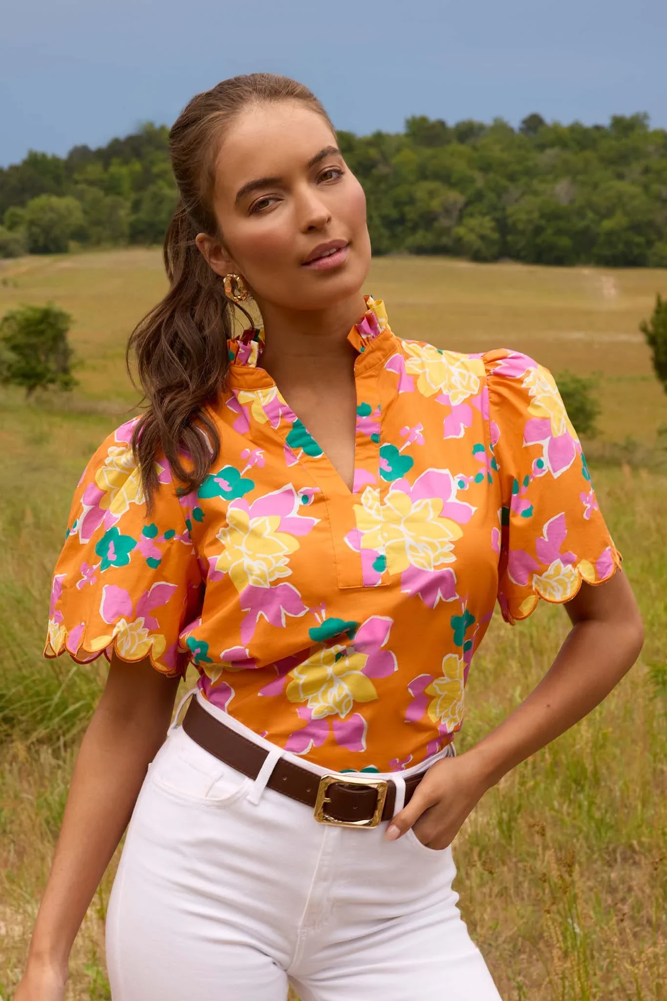 Vera Top- Orange Multi - Kestreli