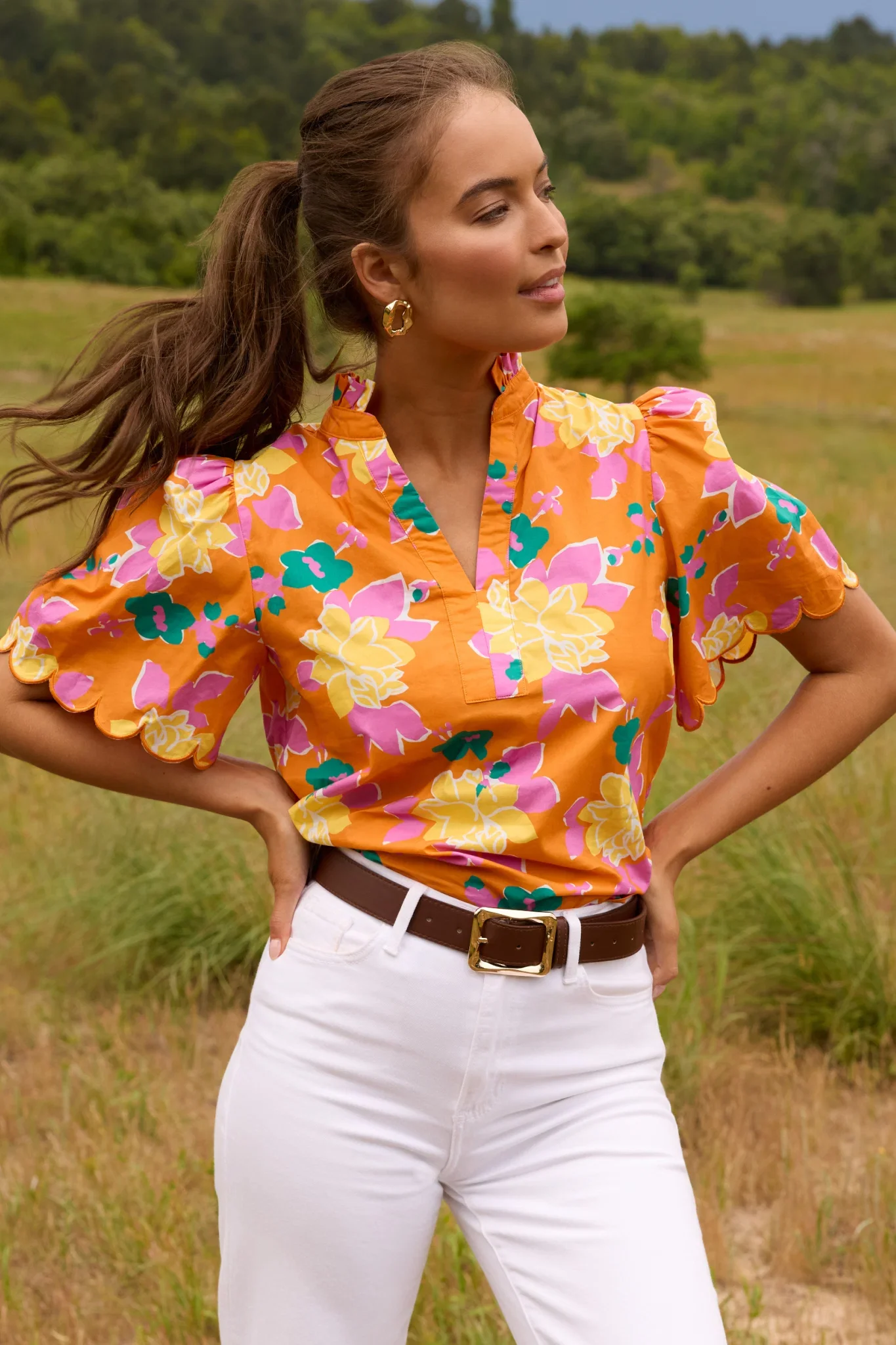 Vera Top- Orange Multi - Kestreli